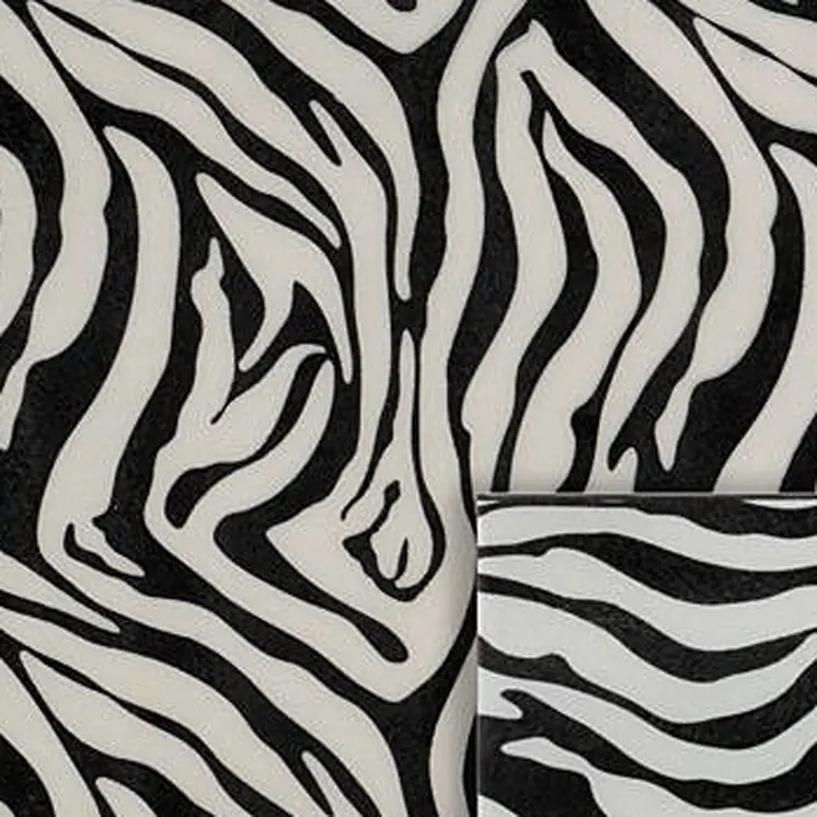 12" Black And White Zebra Iron And Resin Square Hanging Wall Tile