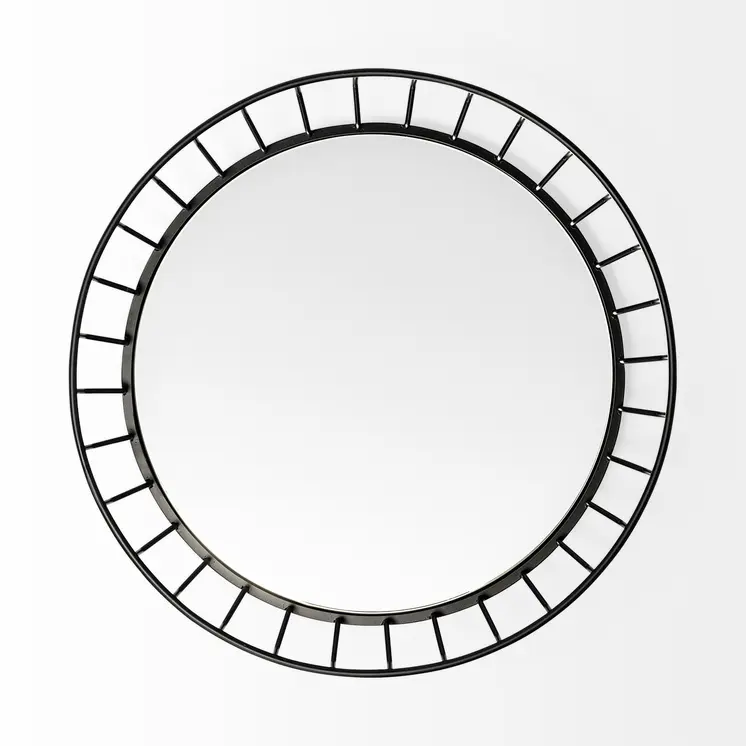 20" Black Round Metal Indoor Outdoor Serving Tray With Handles