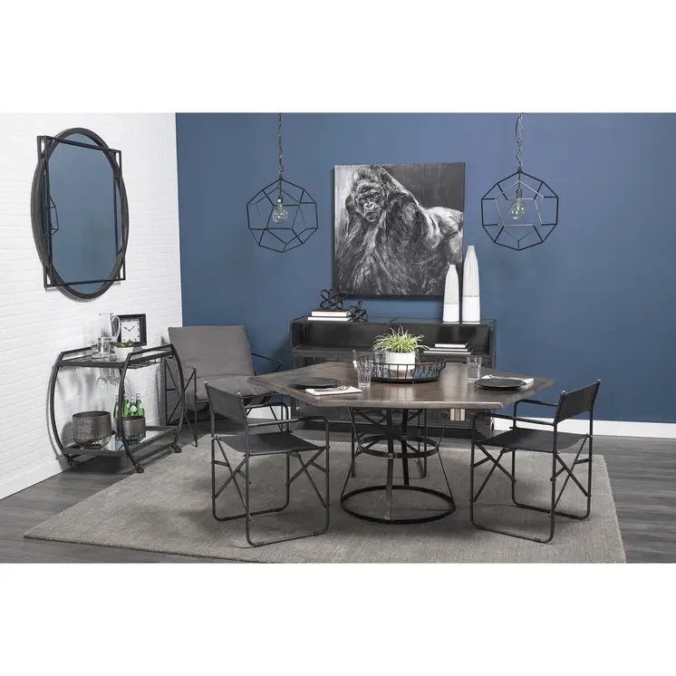 20" Black Round Metal Indoor Outdoor Serving Tray With Handles