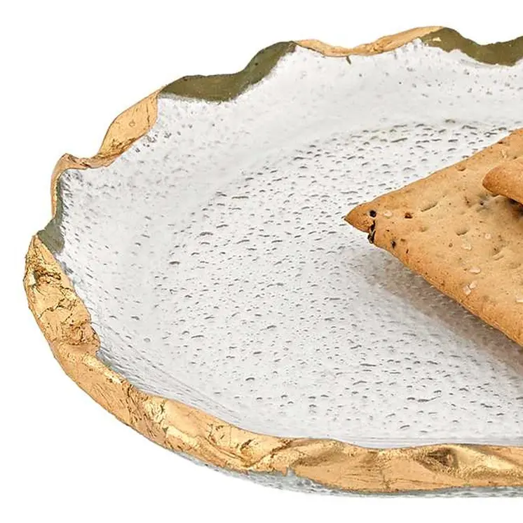 14 Glass Oval Edge Gold Leaf Platter