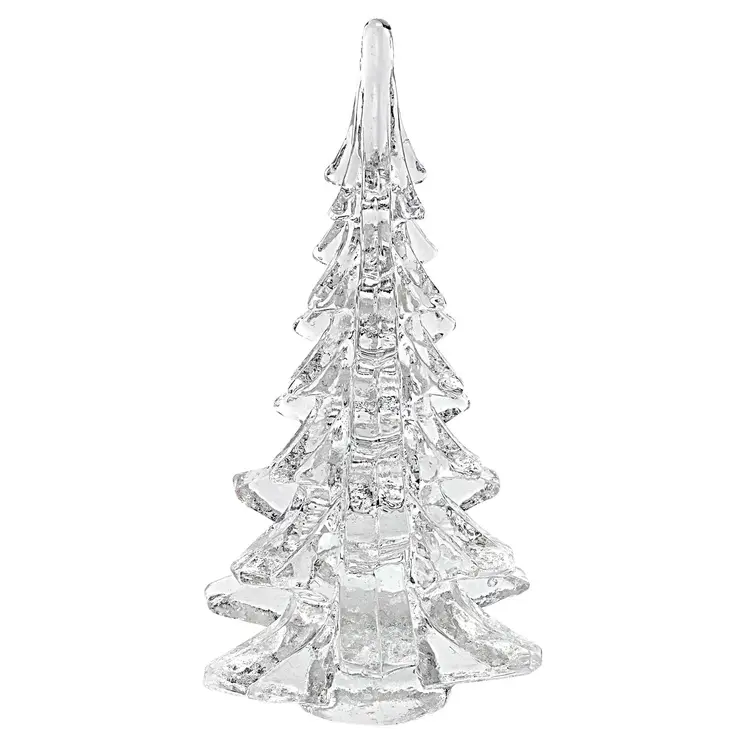 12" Mouth Blown Clear Glass Christmas Tree Sculpture