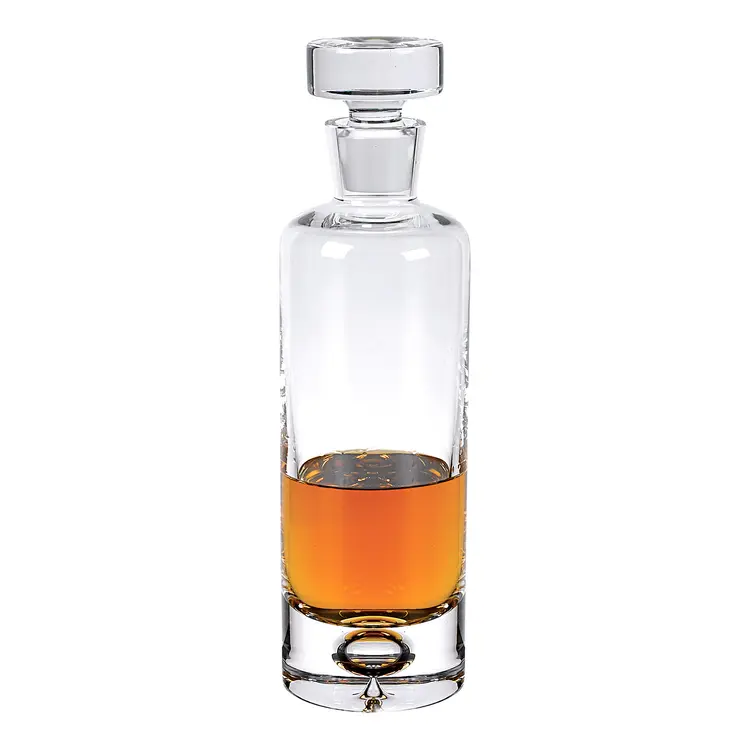 Mouth Blown European Crystal Round Decanter 28 Oz