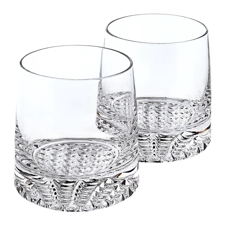 Mouth Blown European Crystal Whiskey Set 4 Pc Rocks Or Dof Set