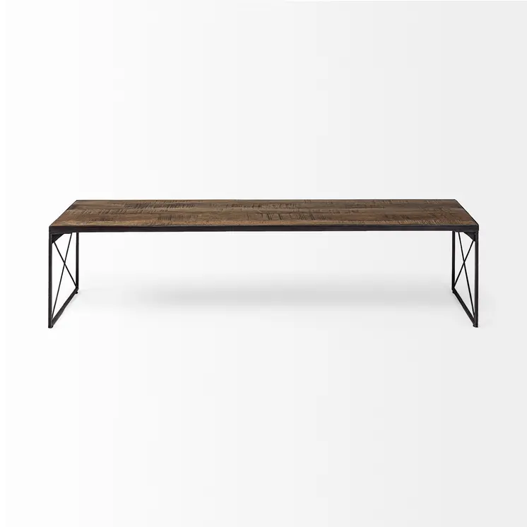 Rectangular Mango Woodmedium Brown Top And Black Iron Base Accent Bench