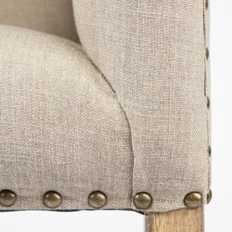 19" Beige and Brown Upholstered Cotton Blend Bench