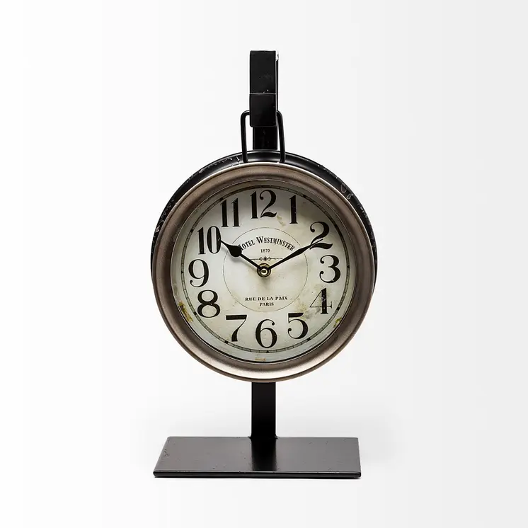 Metallic Brown Metal Hanging Desk Table Clock