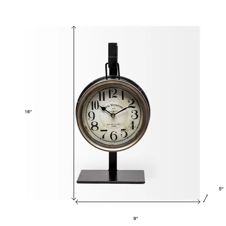 Metallic Brown Metal Hanging Desk Table Clock