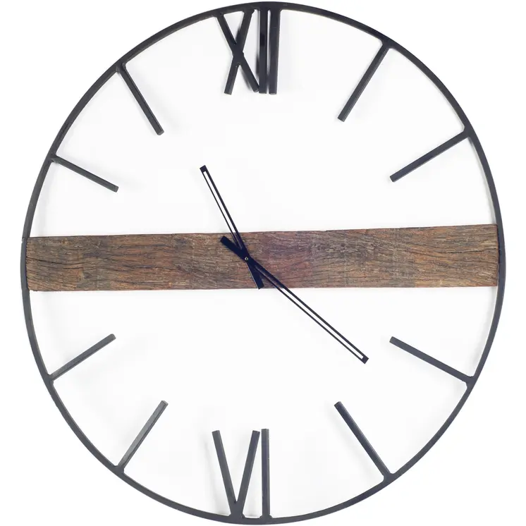 2" Circle Black Metal Skeleton Wall Clock