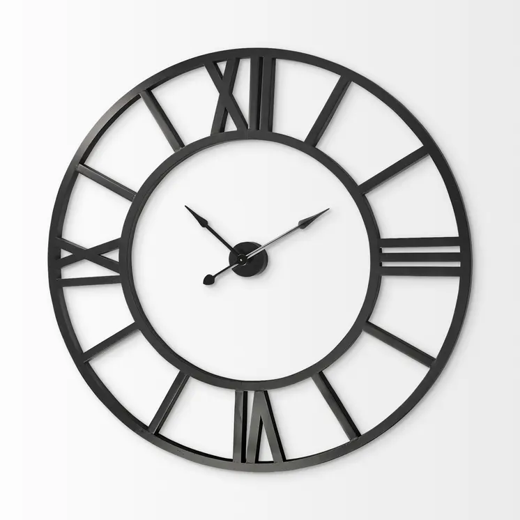 54" Round Xl Industrial Style Wall Clock With Open Face Desing