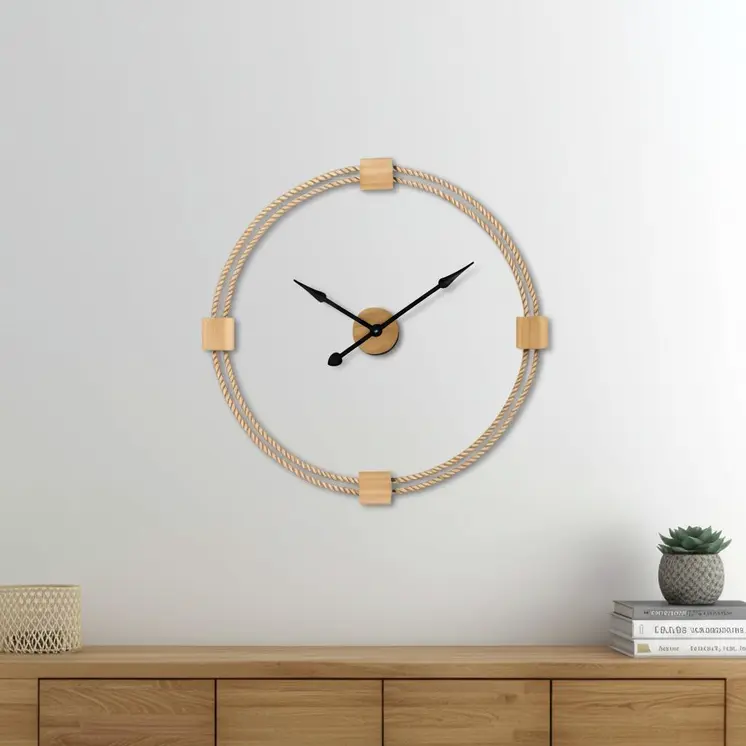 3" Circle Brown Metal Skeleton Wall Clock
