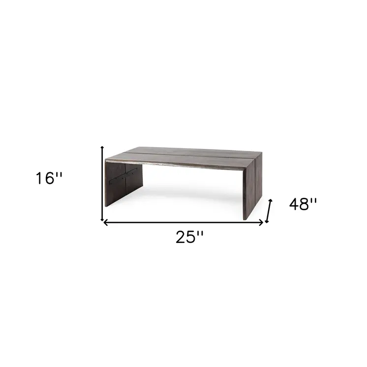 25" Brown Solid Wood Live Edge Coffee Table