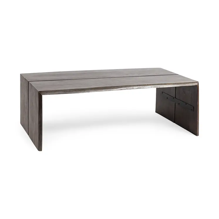25" Brown Solid Wood Live Edge Coffee Table