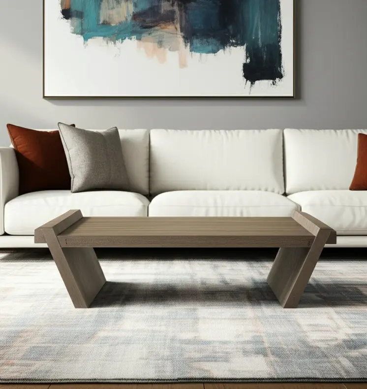 59" Brown Wood Coffee Table