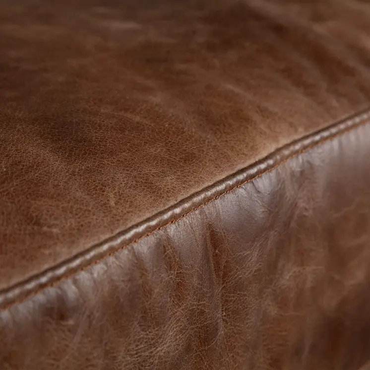 33" Brown And Silver Faux Leather Distressed Arm Chair