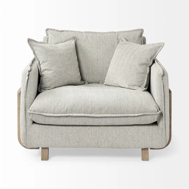 42" Gray and Brown Fabric Club Chair
