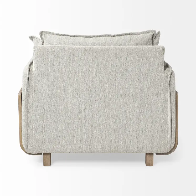 42" Gray and Brown Fabric Club Chair