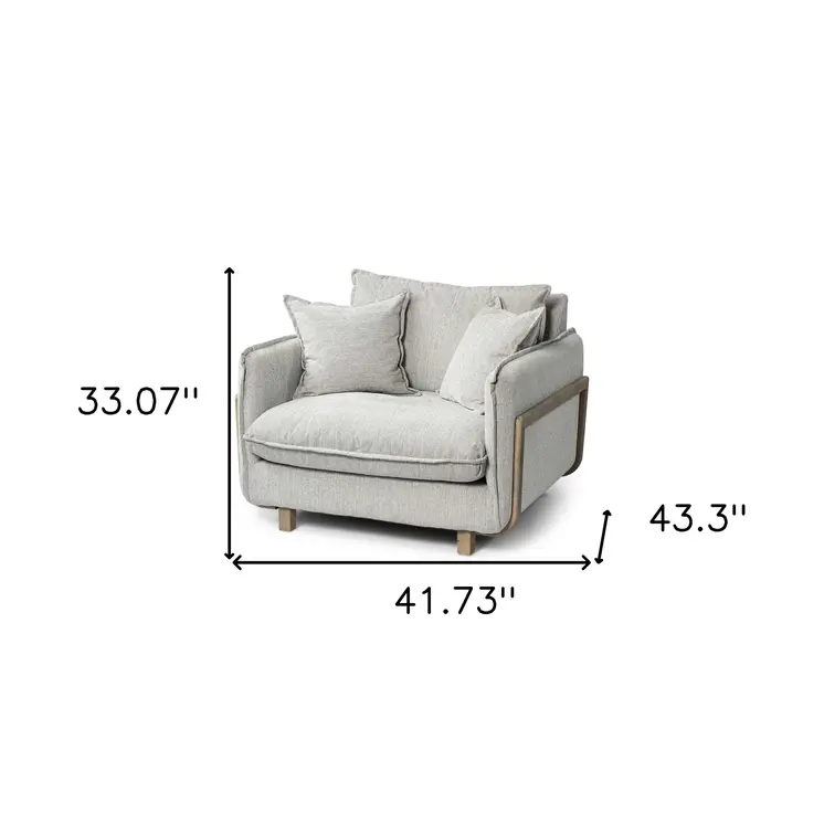 42" Gray and Brown Fabric Club Chair