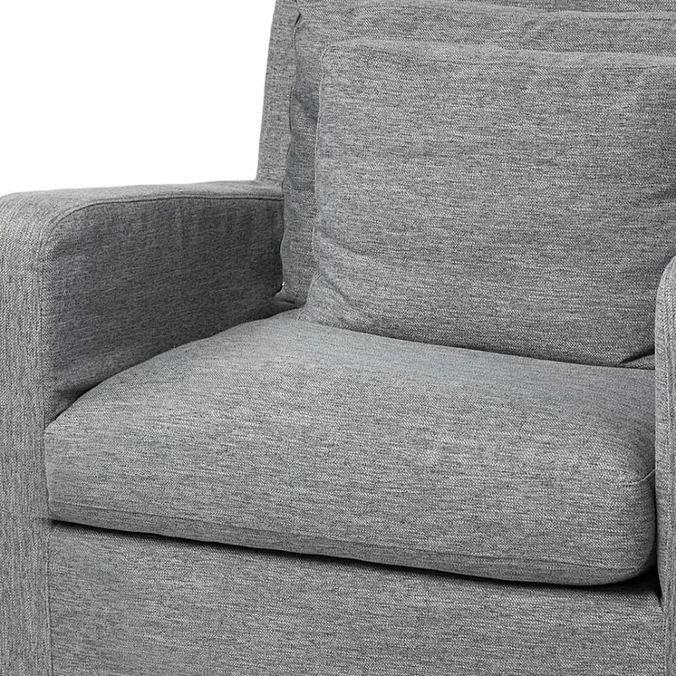 38" Gray and Brown Linen Arm Chair