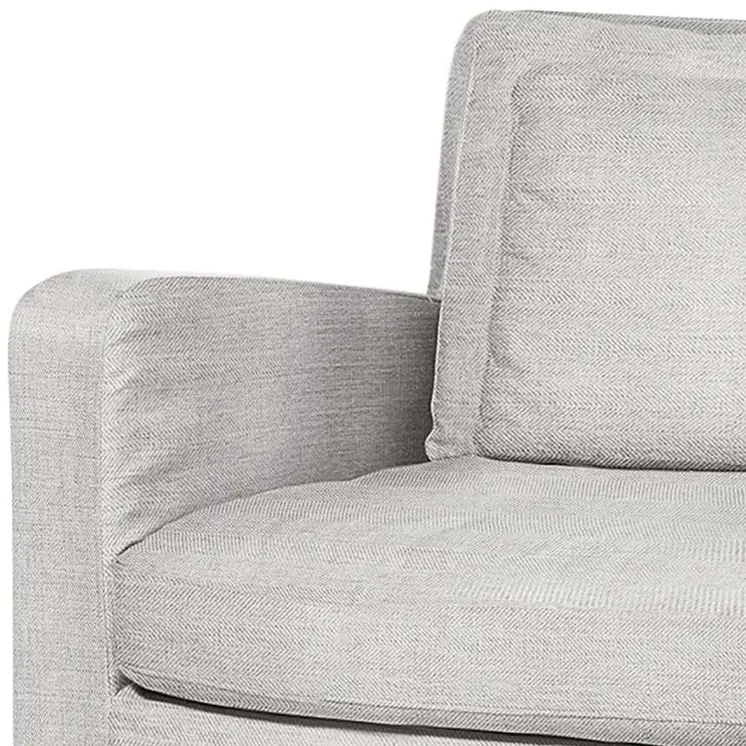 38" Light Gray and Brown Linen Arm Chair