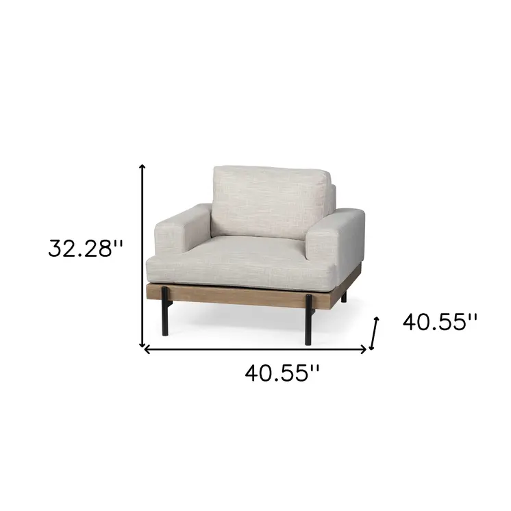 41" Cream and Black Fabric Arm Chair