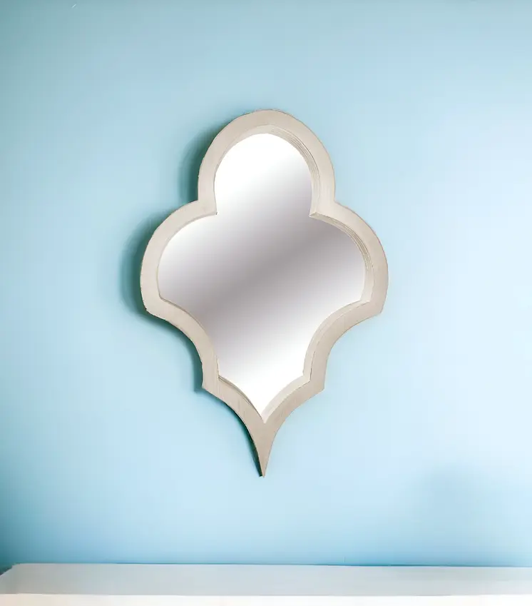 34" Natural Novelty Wood Framed Accent Mirror