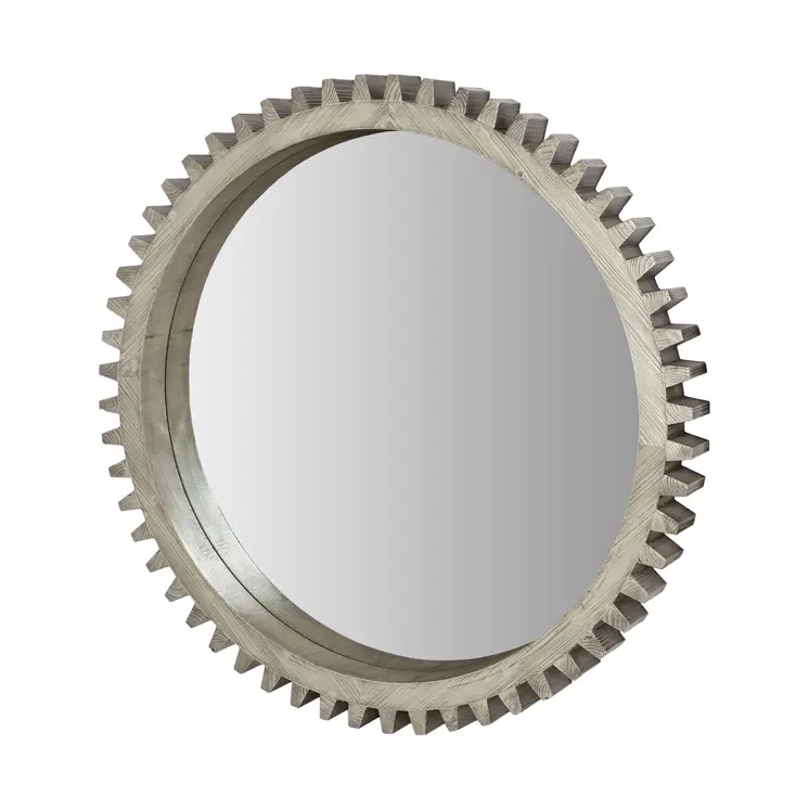 44" Silver Abstract Wood Framed Accent Mirror