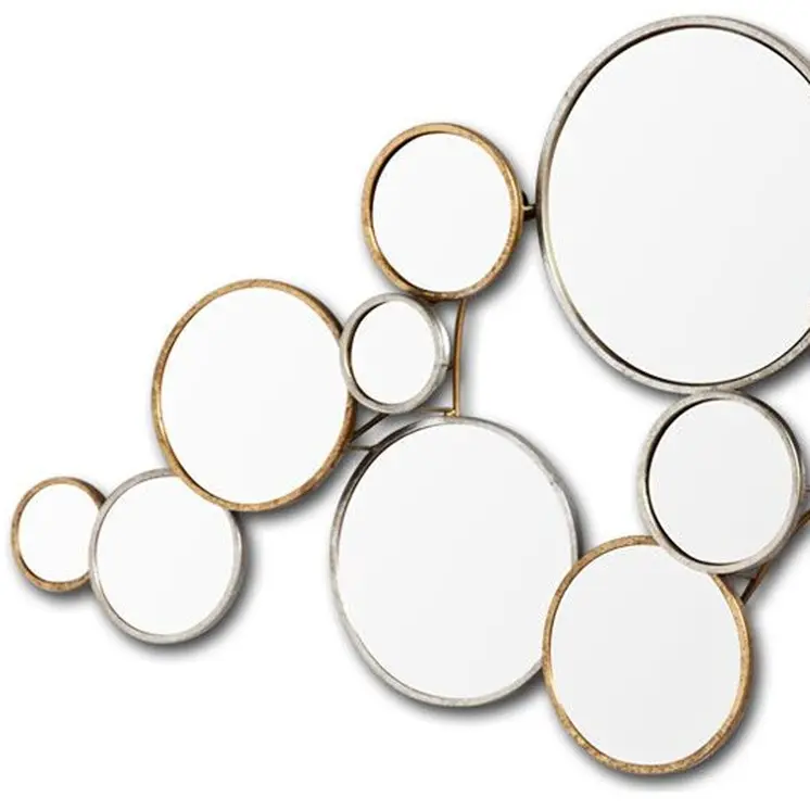 20" Gold And Silver Abstract Metal Framed Accent Mirror