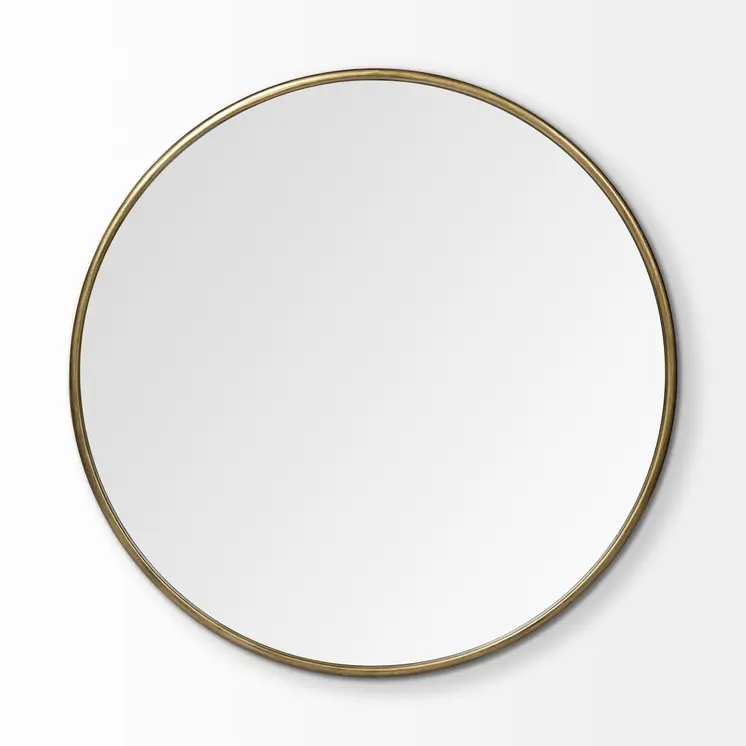 47" Gold Round Metal Framed Accent Mirror