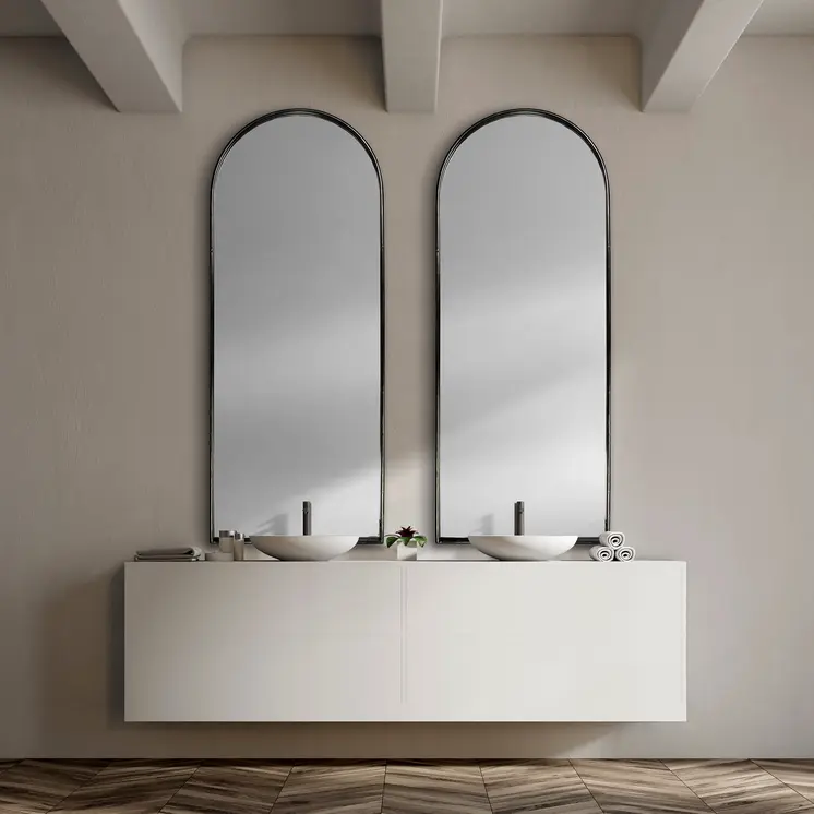 Black Arch Full Length Hanging Metal Mirror