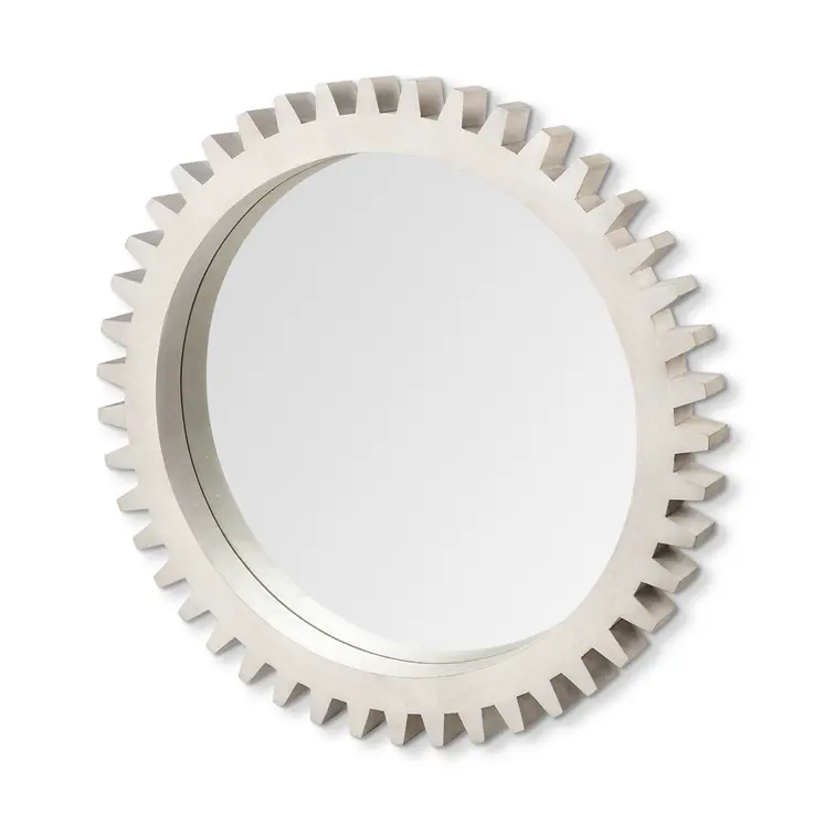 36" White Abstract Wood Framed Accent Mirror