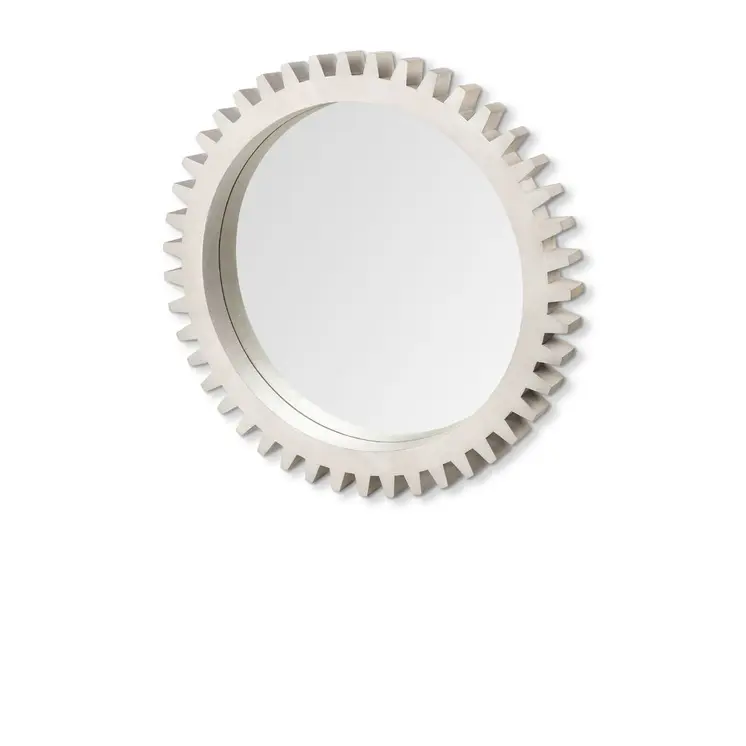 36" White Abstract Wood Framed Accent Mirror