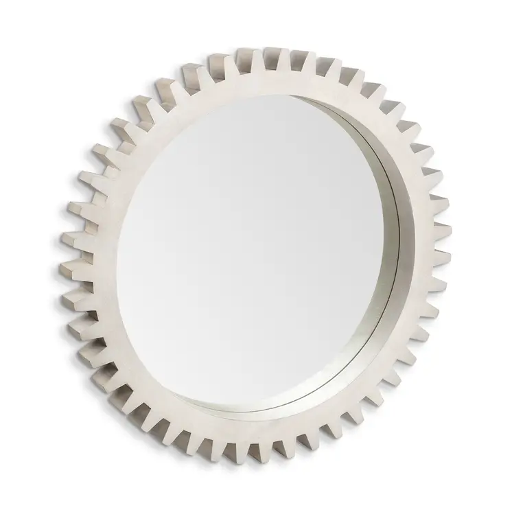 36" White Abstract Wood Framed Accent Mirror
