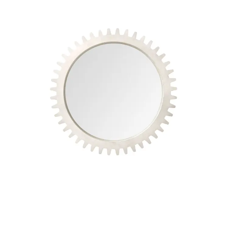 36" White Abstract Wood Framed Accent Mirror