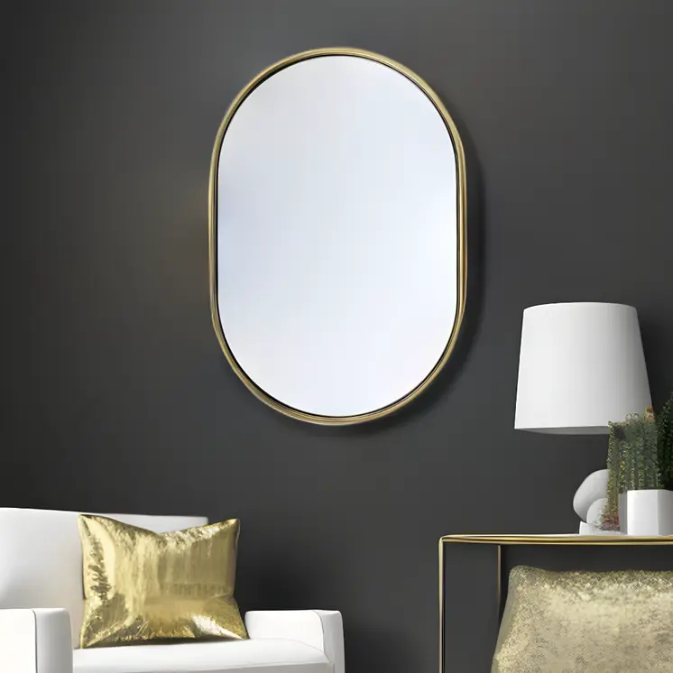 Gold Oval Accent Metal Mirror