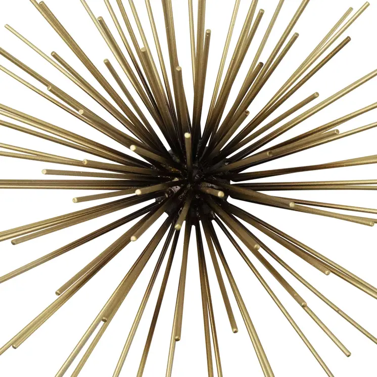 Set Of 3 Starburst Black And Gold Metal Wall Art