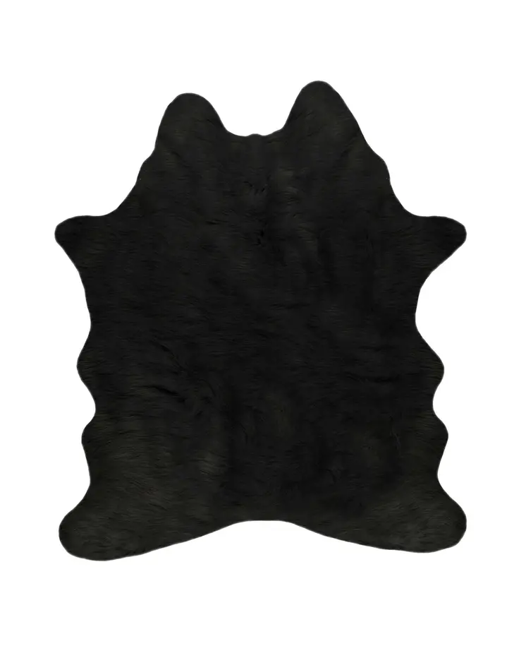 5' X 8' Black Shag Hand Knotted Area Rug