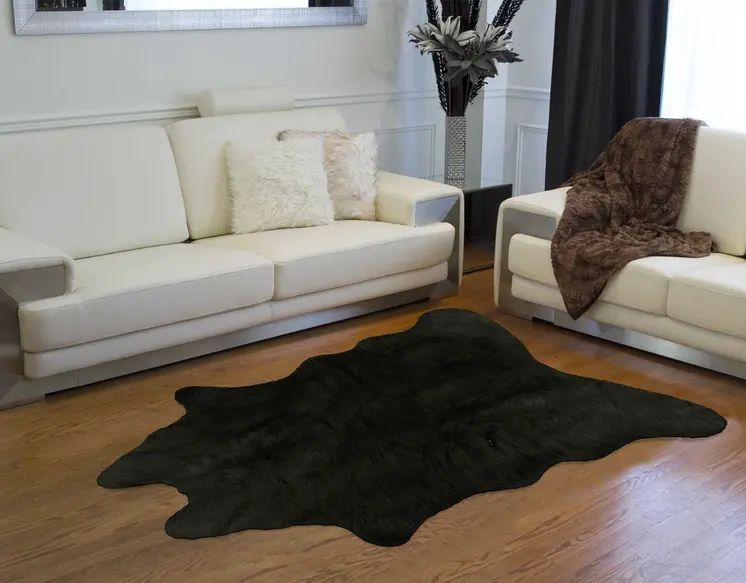 5' X 8' Black Shag Hand Knotted Area Rug