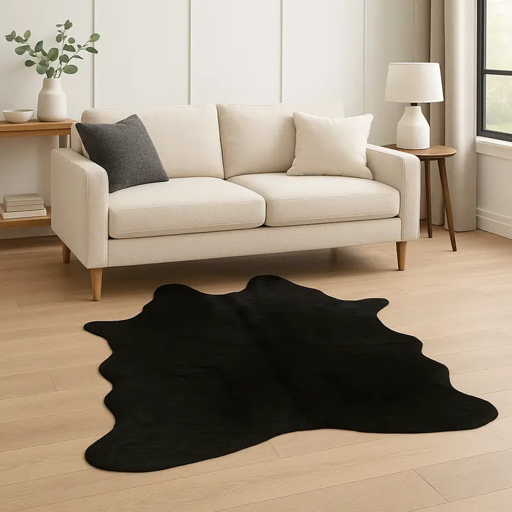5' X 8' Black Shag Hand Knotted Area Rug