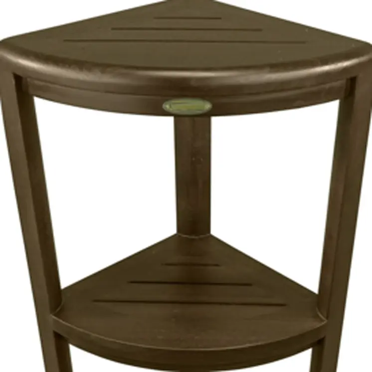 Teak Three Tier Corner Corner Shower Shelf  In  Brown Finish