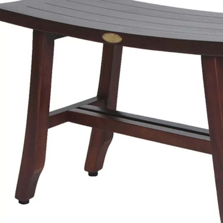 Contemporary Teak Shower Stool Or Bench In Brown Finish