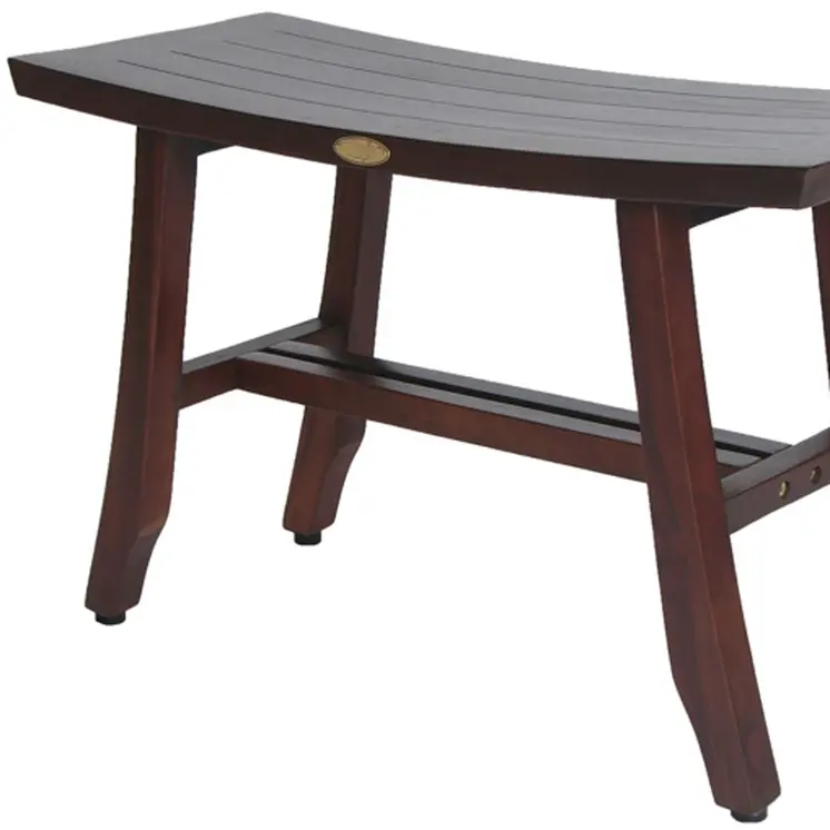 Contemporary Teak Shower Stool Or Bench In Brown Finish