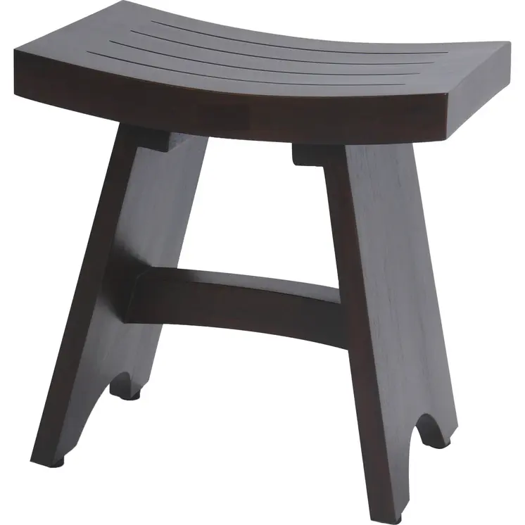18" Dark Brown Teak Rectangular Shower Bench