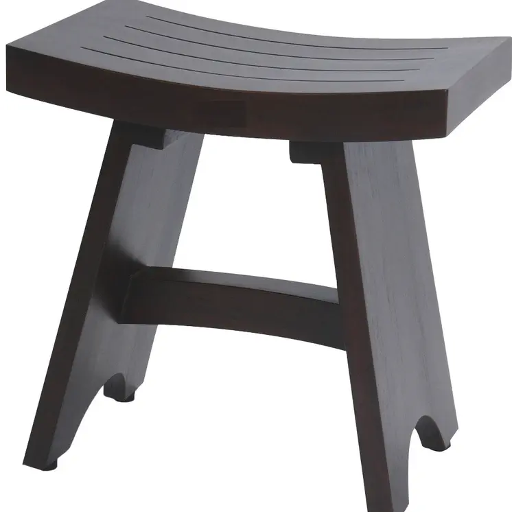 18" Dark Brown Teak Rectangular Shower Bench
