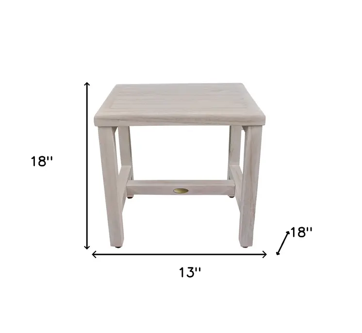 18" Gray Teak Rectangular Shower Bench