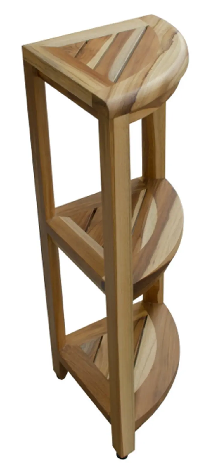 33" Natural Teak Corner Shower Bench With Shelf