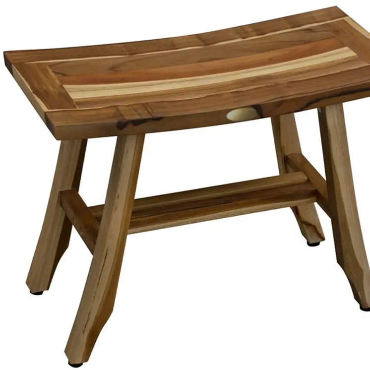 Contemporary Teak Shower Stool Or Bench In Natural Finish