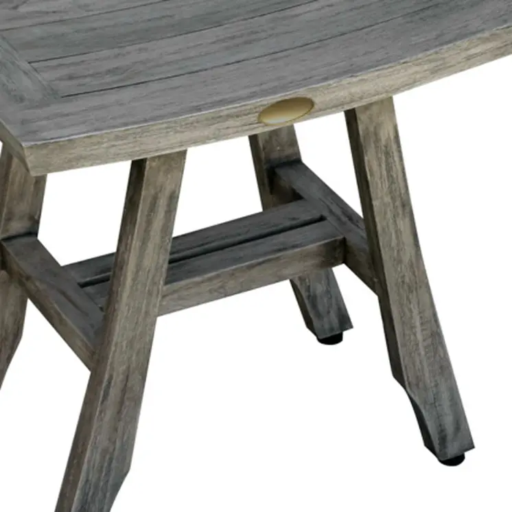 18" X 18" Antiqued Gray Solid Wood Shower Bench