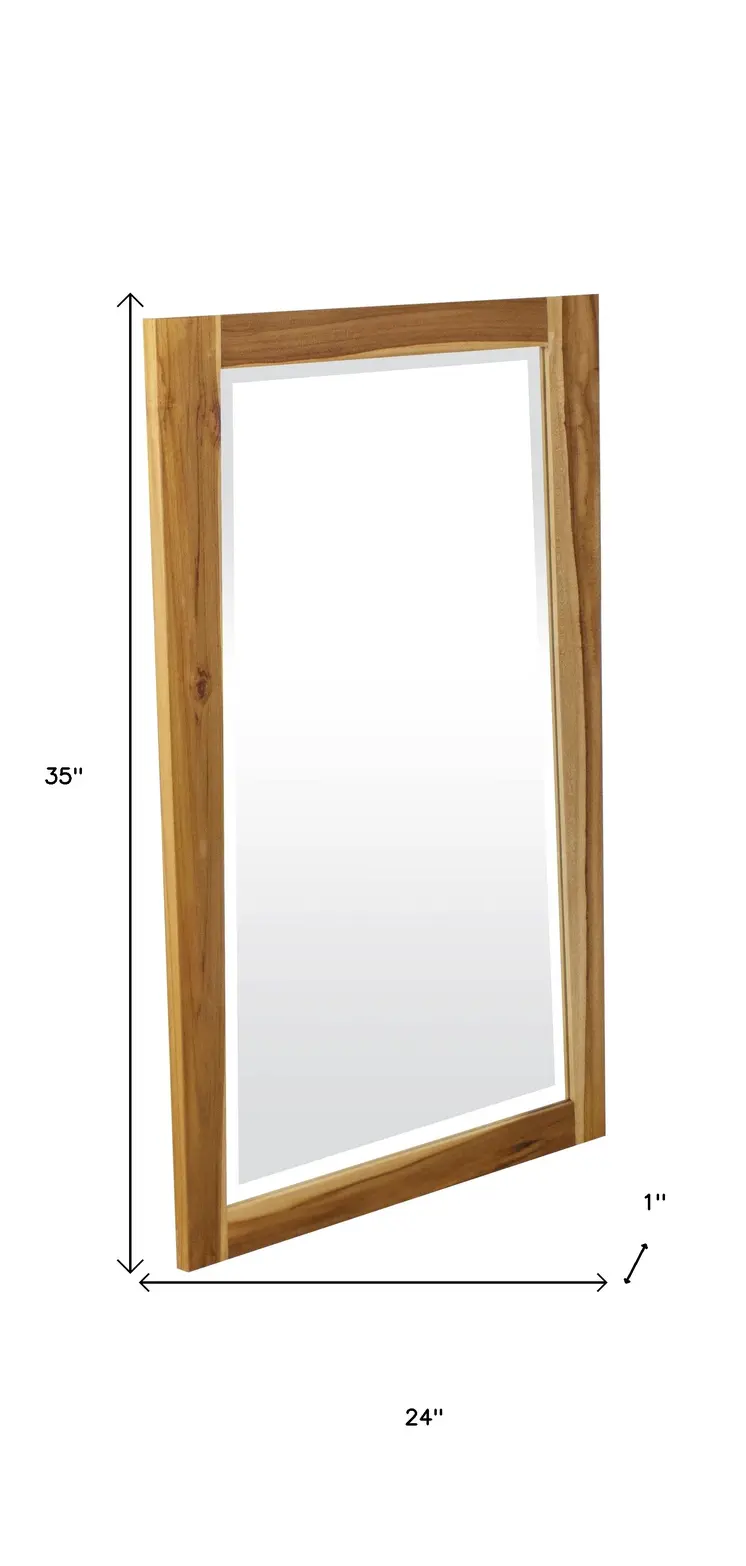 Solid Teak Wall Mirror In Natural Finish