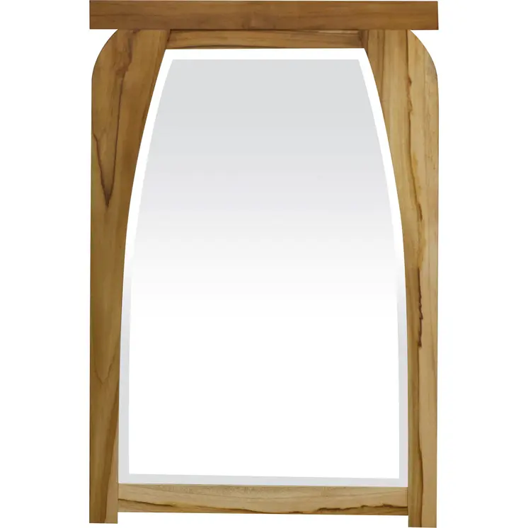 35" Brown Abstract Wood Framed Accent Mirror