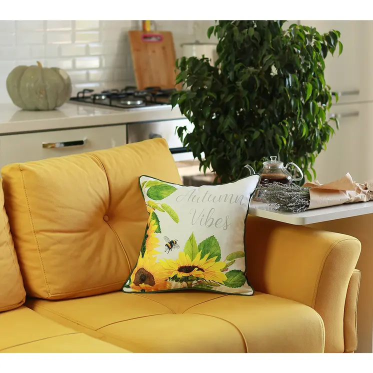 Set of Four 18" Green Fabric Throw Pillow Covers